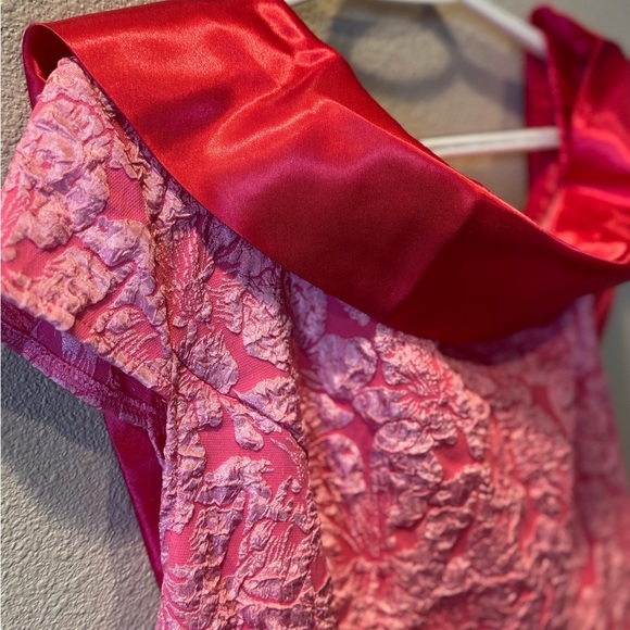 Plus Size Off-Shoulder Pink Jacquard A-Line Midi Dress – Size 0X (Size 12) NWT - Picture 6 of 8